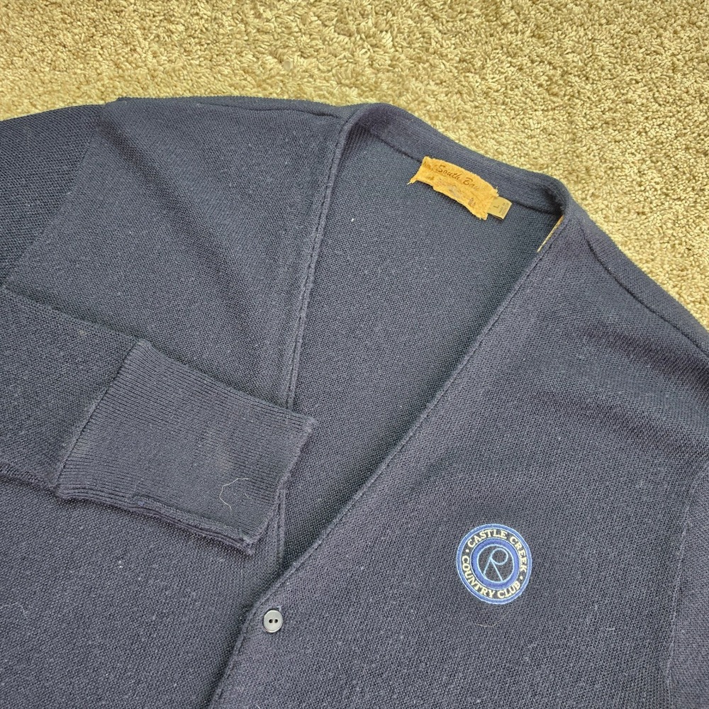 VINTAGE South Bay Cardigan Sweater Mens L Blue Preppy Castle Creek Country Club